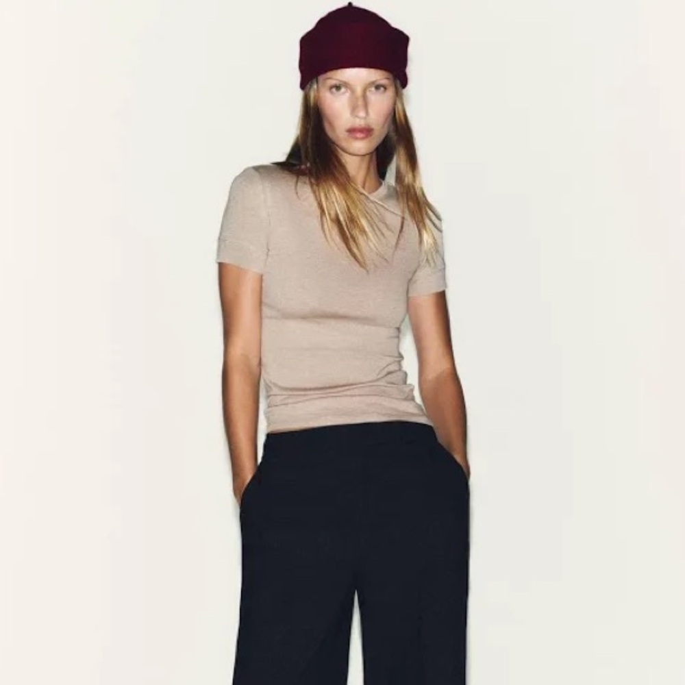 Zara Beige Short Sleeve Tee